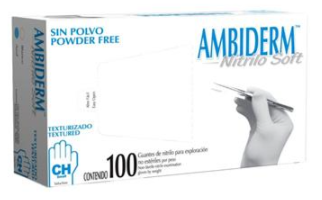 GUANTES NITRILO, NO ESTERIL, AZUL, MED, C/100PZ, AMBIDERM-1