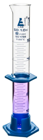 PROBETA DE VIDRIO GRADUADA BASE PLASTICO 50ML EISCO-1